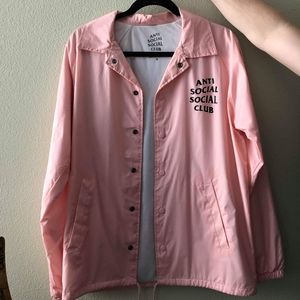 Anti Social Social Club Pink and Black Windbreaker